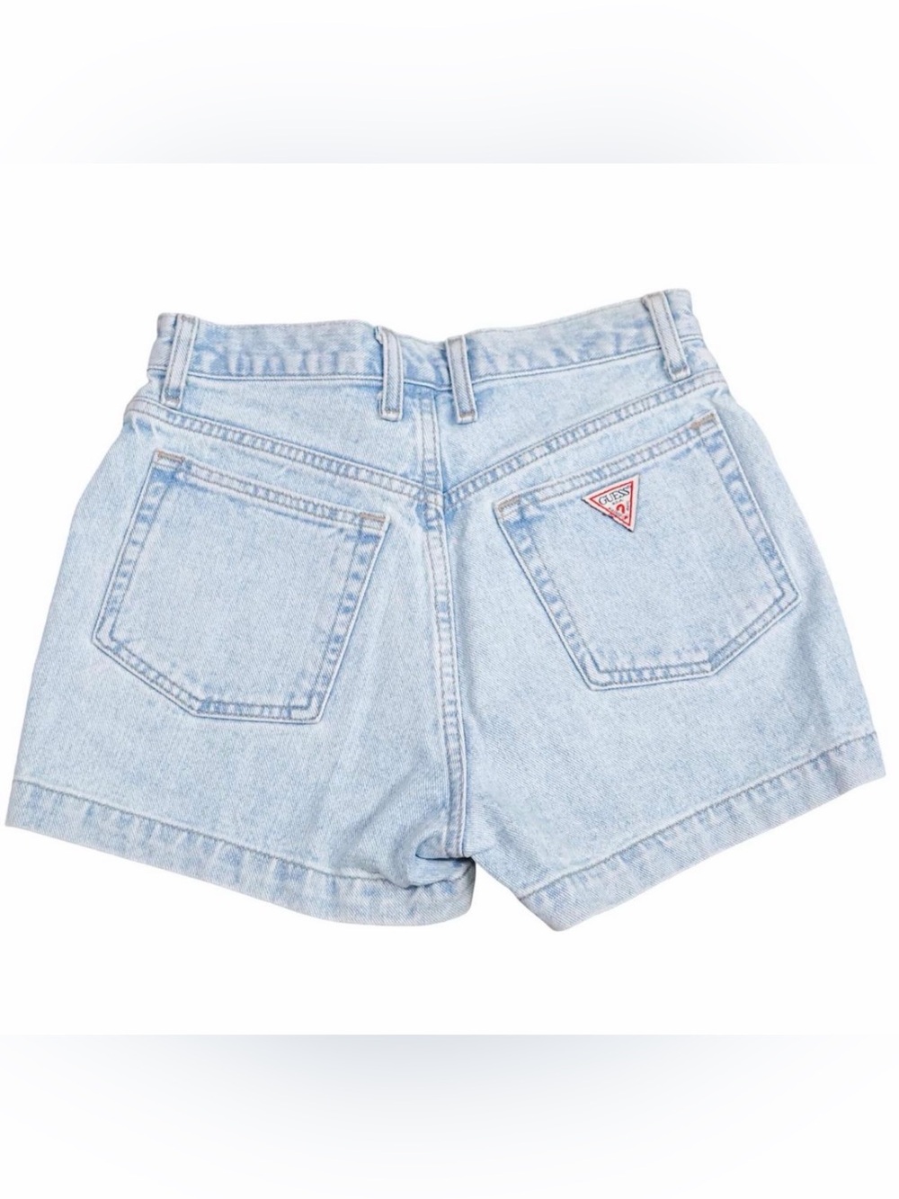 vintage GUESS Light Wash Denim Shorts with Logo Patch